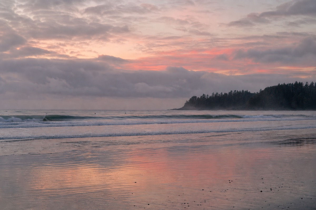 Surf rolling into Long Beach on Vancouver Island's west coast