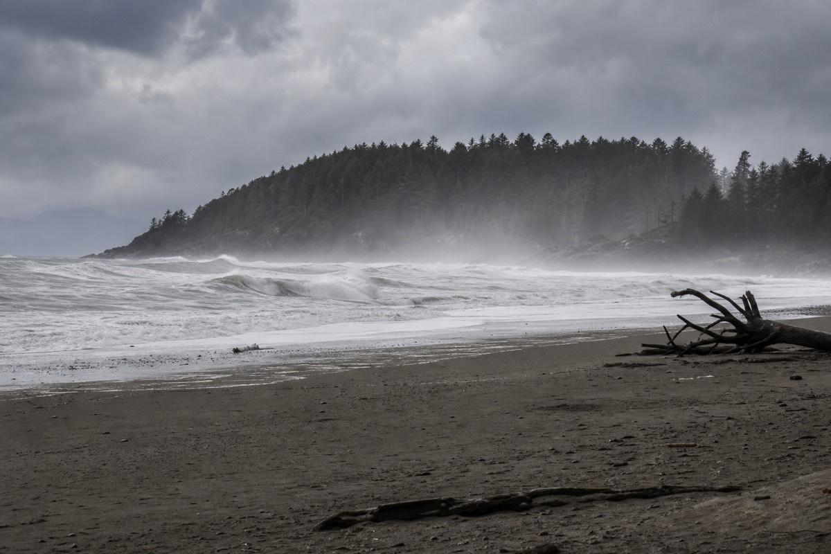 Winter storm surf pounding the Tofino coast